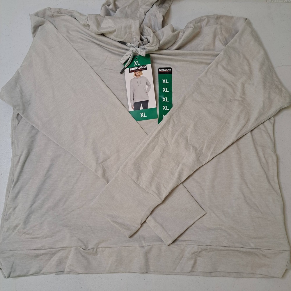 Kirkland Signature Lightweight Pullover Womens XL Gray NWT Thumbholes 1468-210